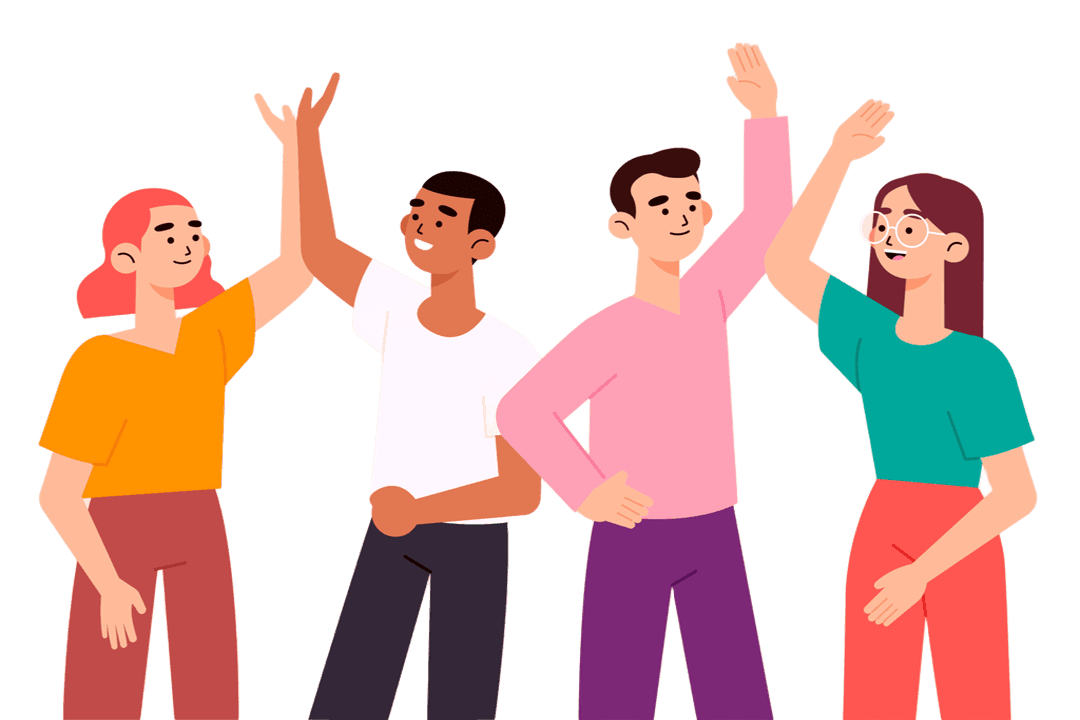 Dibujo de personas saludandose felizmente
